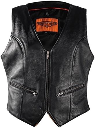 Ultimate Leather Apparel Women Zippered Leather Motorcycle Vest with Concealed Gun Pockets