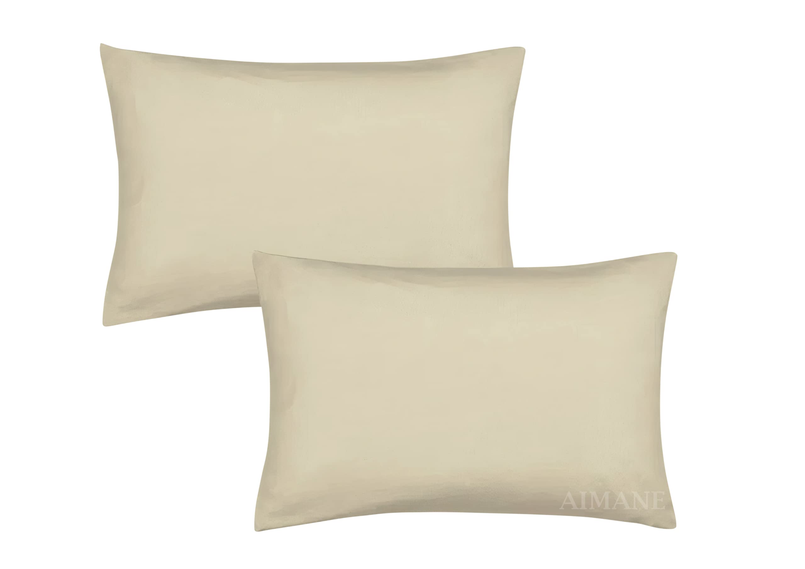 AIMANE® Percale Pair of Housewife Pillowcases 50 x 75 CM Polycotton Easy Care Plain Dyed Pillowcases Envelope Closure (Cream, Housewife Pillowcases)
