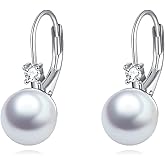 Pearl Earrings for Women 925 Sterling Silver Irish Celtic Knot Drop Dangle Earrings Leverback Jewelry Gifts (silver)