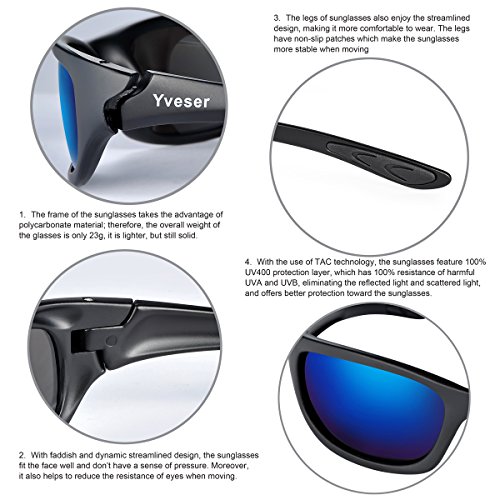 Yveser Polarisierte Sonnenbrille Sportbrille mit UV400 Schutz für Herren & Damen - Autofahren Laufen Radfahren Angeln… – Bild 5