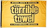NFL Pittsburgh Steelers One-Sided Flag Terrible Towel, 3-Foot x 5-foot, Black and Gold