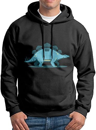 Fashion Men's Athletic Dinasor Print Soft & Cozy Drawstring Sweatshirt Without Pocket Hooded Sweatshirt Black S