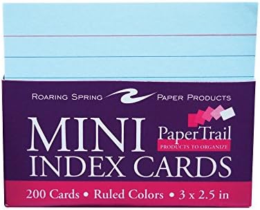 ROARING SPRING PaperTrail Ruled Index Cards (200 Count), 3" x 2.5", Assorted Colors