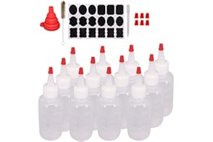 Belinlen 12 Pack 4-Ounce Empty Plastic Squeeze Bottles with Red Tip Caps Multipurpose Squirt Bottle