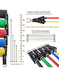 thefitlife Ejercicio y bandas de resistencia establecidos   apilables de hasta 110 libras Workout Tubos para uso en interiores y exteriores. Deportes, Fitness, velocidad de suspensión, fuerza, béisbol y softball Formación, Gimnasio en casa, Yoga