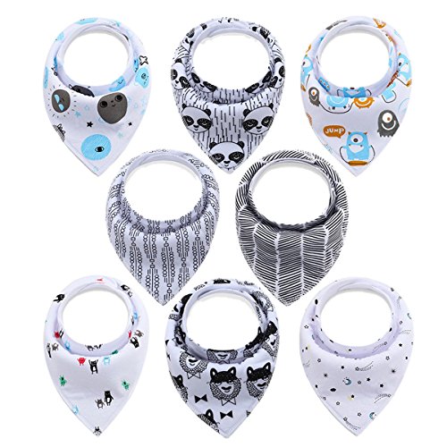 Baby Bandana Drool Bibs for Boys and Girls,100% Organic Cotton, Soft, Absorbent Unisex Bibs Bandana, 8 Packs Bibs Popular Baby Shower/ Registry Gift Set - Thumbnail 6