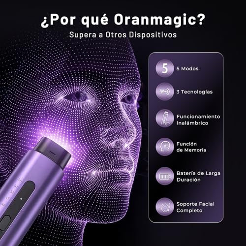 Radio Frequency Facial Device, 5 in 1 Microcurrent Facial Massager, Electric Beauty Device Anti-Wrinkle, Anti-Acne, Firming and Lifting for Face and Neck (Purple)