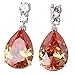 GULICX Bling Silver Tone Cubic Zirconia Pear Distinctive Engagement Party Dangle Earrings