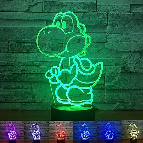 XOIDMIVCN Yoshi Night Light, Mario Lamp16 Color RGB Touch Remote Controller Yoshi Night Light Children\'s Room Decoration Table Lamp for Christmas Lighting Gift
