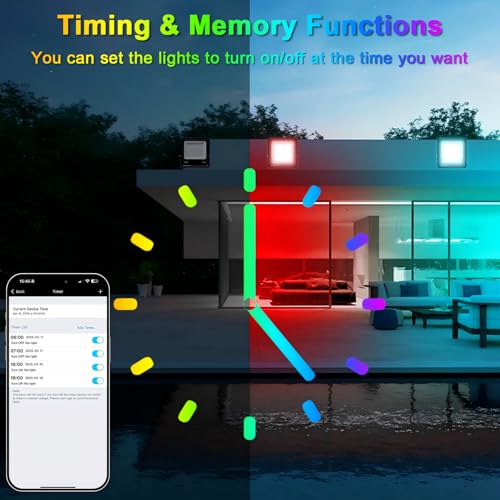 Indmird 2 x LED RGB Outdoor Spotlight 50 W, Outdoor RGB LED Projector with 2.4 G Remote Control and Bluetooth App, IP66 Waterproof Dimmable LED Spotlights Colours for Halloween Christmas Garden Party