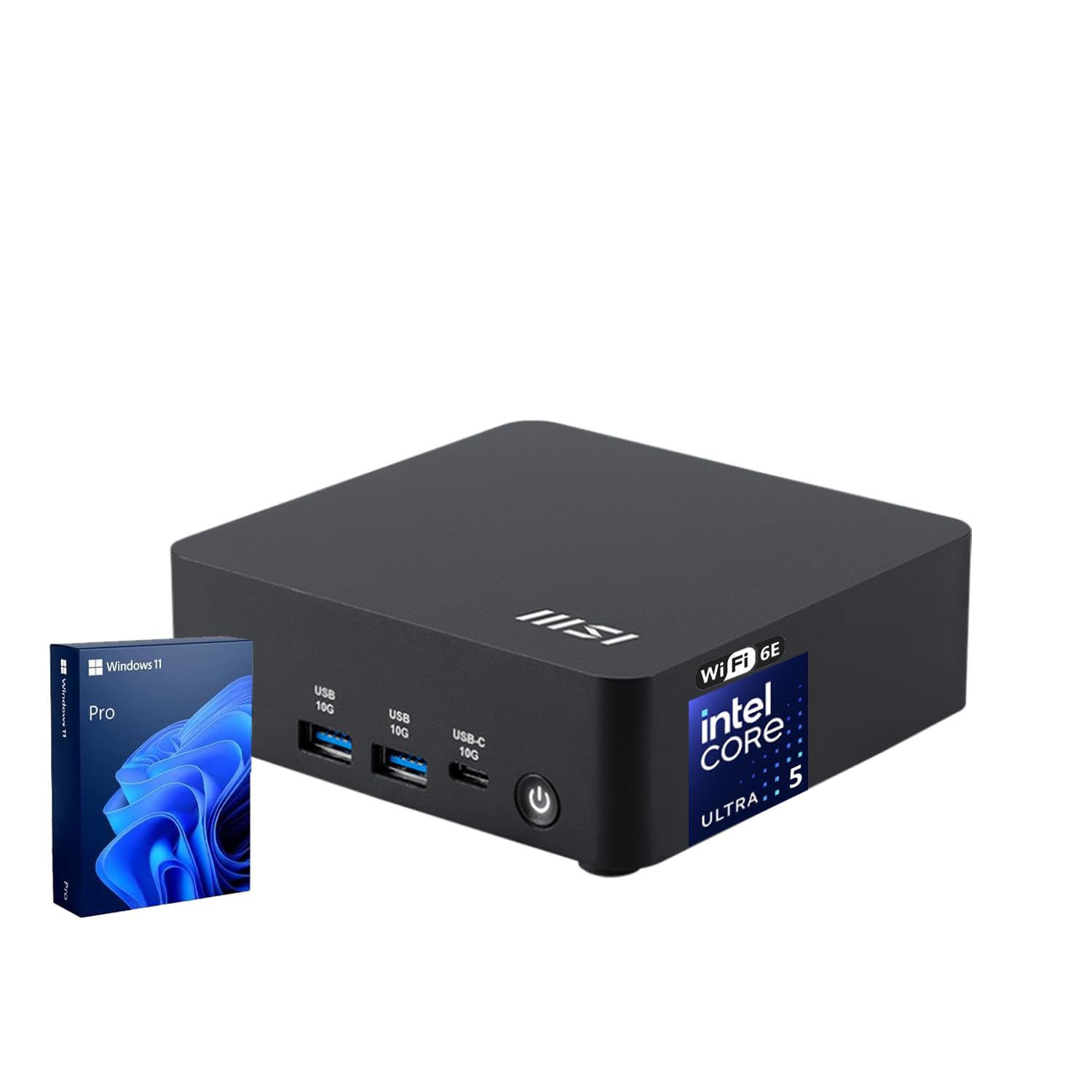 msi Cubi NUC AI Business Mini Desktop, Intel 14-Core Ultra 5 125H, 32GB DDR5, 1TB SSD, Support 4-Display & 4K, 2 x Thunderbolt 4, 2 x HDMI, Dual 2.5G LAN, Wi-Fi 6E, Windows 11 Pro, Black