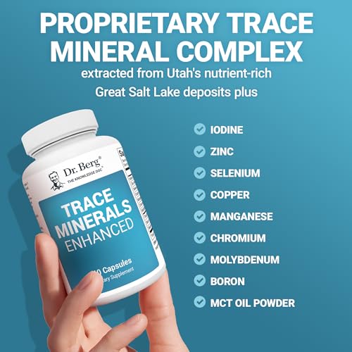 Dr. Berg's Trace Minerals Enhanced Complex - Complete with 70+ Nutrient-Dense Health Mineral - 100% Natural Ingredients - Dietary Supplements - 60 Capsules