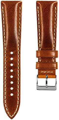 Geckota Vintage Otley Italian Genuine Leather Watch Strap, Polished Buckle, 19mm, 20mm, 21mm, 22mm