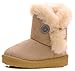 Femizee Toddler Girls Boots Warm Winter Snow Boots for Kid Boys Flat Button Size 7 Toddler,Beige 25