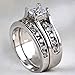 LOVERSRING Couple Ring Bridal Set His Hers Women White Gold Plated Cz Men Titanium Wedding Ring Band Set