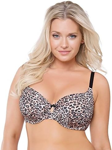 Curvy Studio Women's Perfect Smooth T-Shirt Convertible Bra (38DDD, Leopard Print)