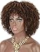 Kalyss Short Kinky Curly Wigs for Women Ombre Brown with Black Roots Premium Synthetic Natural Afro Wigs with Hair Bangs Lightweight Full and Bouncy