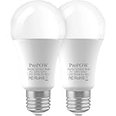 ProPOW Radar Motion Sensor Light Bulbs, A19 12W (100 Watt Equivalent) Daylight E26 Outdoor Auto on/Off Motion Detector Lights for Outside, Porch, Garage, Driveway, Patio,(1100LM, 2-Pack)
