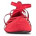Twisted Womens Faux Suede Strappy Fashion Flats SARA 129-RED Size 9
