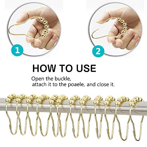 TOPLIFE Shower Curtain Hook Curtain Hook Ring Stainless Steel Easy Installation 12 Pieces Set