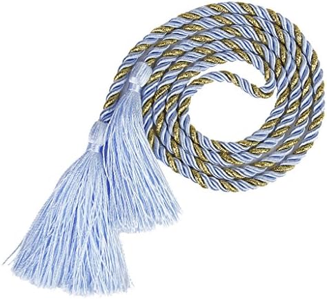 1 Pair Living Room Bedroom Tassel Rope Curtain Tiebacks Tie Backs (Blue + Golden)