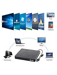 External DVD Drive, M WAY USB 3.0 External CD Player, Portable USB C DVD CD RW Optical Drive, DVD CD ROM USB Burner Writer, for Laptop PC Mac MacBook Pro Air OS Windows 7 8 10 Linux