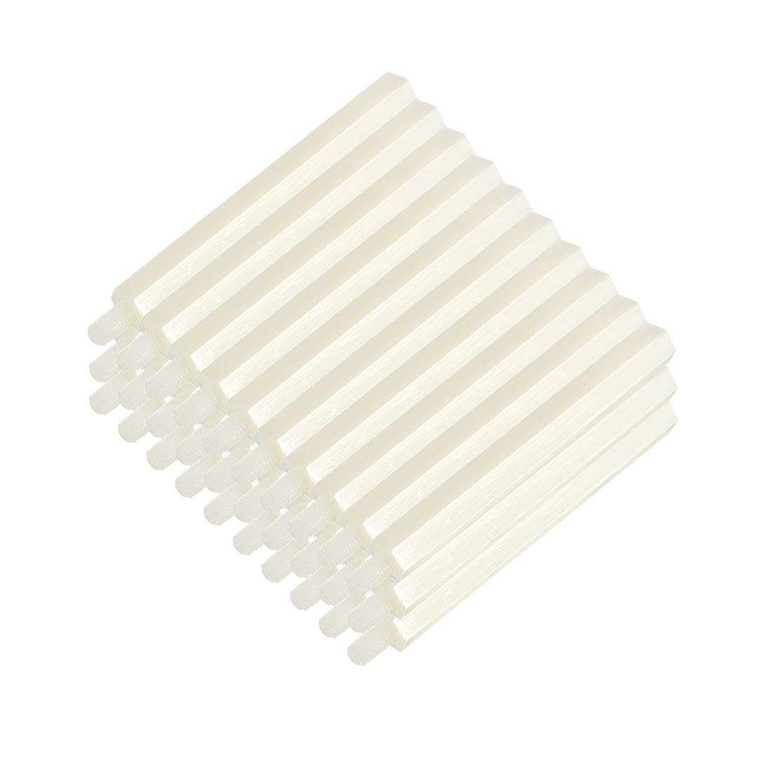 sourcing map 30pcs M3 50+6mm Male Thread Nylon Hex Standoff Spacer Screws PCB Pillar