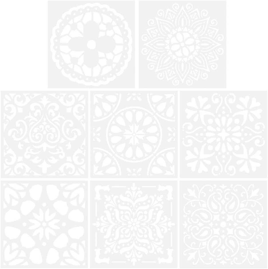 Healifty 8 Pcs Mandala Pochoir Pochoirs Muraux Décoration Murale  Réutilisable Peinture Pochoirs Pochoirs dart pour La Maison de Lécole de  Bricolage 15X15 Cm Grands Pochoirs Loisirs créatifs Cuisine et Maison