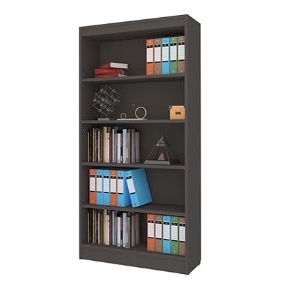 A10 Shop Alpha Bookcase & Storage Cabinet With 4 Shelf, 67 Inch High- Slate Grey