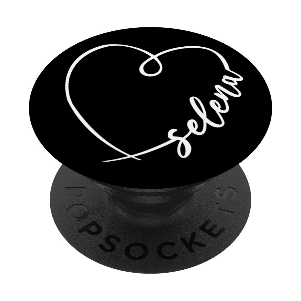 Selena Name Minimalistic Heart Calligraphy Pretty Drawing PopSockets PopGrip: Swappable Grip for Phones & Tablets