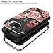 RabeMall Samsung Galaxy S7 Edge Case Unique Pretty Flowers for Girls/Women Anti-Fingerprint Three Layer High Impact Resistant Hybrid Shockproof Protective Cover,Floral Black