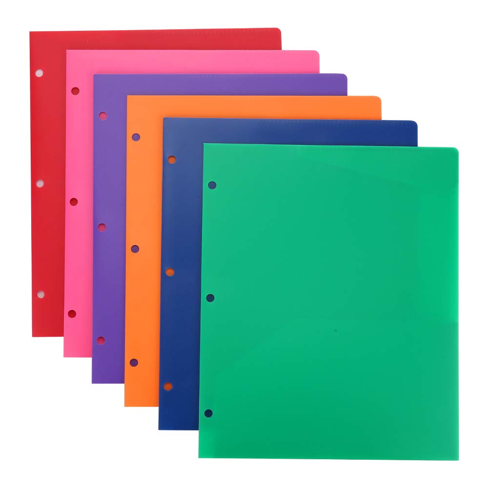 Plastic Folders with Pocket and 3 Hole 12PCS Heavy Duty 2 Pocket Plastic Folders Letter Size Folders with Pockets 3 Hole Punched