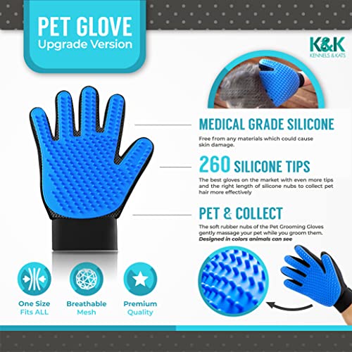 KENNELS & KATS Pet Grooming Gloves Deshedding Glove for Easy, Mess