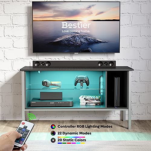 Bestier TV Stand for 50 inch TV, Gaming Entertainment Center with LED