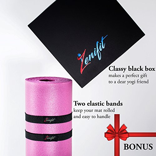 Zenifit Yoga Mat Bag - Elegant & Embroidered Cotton Tote With 2 Pockets | Wide Sling Carrier With Long Strap & 2 Elastic Mat Bands (Imperial Purple & Ash Gray