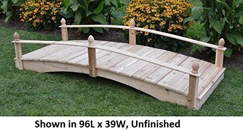 Amish-Made Weight-Bearing Cedar 4' x 12' Acorn Garden Bridge, Gray Stain