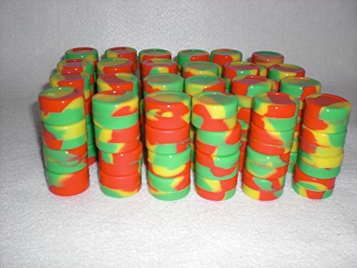 Nonstick Silicone Containers, 100 Bulk Lot Non-stick Rasta Colors