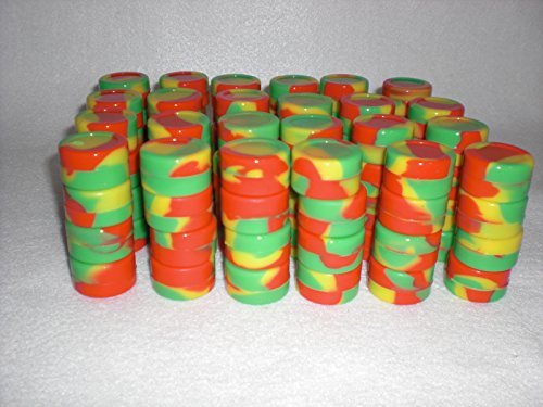 Nonstick Silicone Containers, 100 Bulk Lot Non-stick Rasta Colors