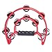 Foraineam 2 Pieces 9 Inch Half Moon Handheld Tambourine - Double Row 20 Pairs Jingles Musical Percussion - Red