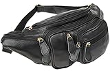 Polare Men's Natural Leather Fanny Pack Waist Bag Black Large