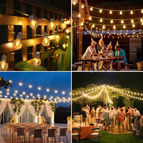 FIFlying Outdoor Fairy Lights, 48.15M/158FT G40 Waterproof Garden Lights with 70+2 LEDs, 2700K Warm White Outdoor Light Chains, Suitable for Patios, Parties, Festivals, Weddings, Gardens