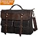 Large Messenger Bag for Men Tocode, Vintage Waxed Canvas Satchel Leather Briefcases Crossbody Shoulder Bags, 15.6 inch Computer Laptop Bags Water Resistant Travel Work Bag (Black)
