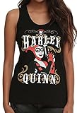 Harley Quinn DC Comics Outlaw Pose Juniors Racer Back Tank Top, Black (Medium (7/9))
