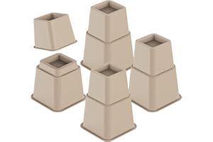 DEWEL Lot de 8 rehausseurs de lit robustes, rallonges de pieds de table réglables, cadre de meubles gris pour lit, table, can