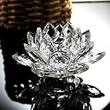 Nesee Lotus Crystal Candle Holder, Colorful Crystal Glass Lotus Flower Candle Tea Light Holder Buddhist Candlestick (A)