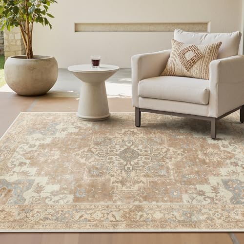 GENIMO Vintage Teppich 180x270cm, Extra Große Teppiche, Wohnzimmer Teppiche, Boho Teppich, Großer Carpet rutschfest, Schlafzimmer, Esszimmer, Büro