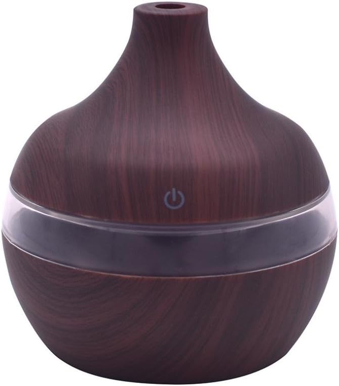 Joopee 300ml USB Ultrasonic Humidifier Wood Grain Air Purifier LED Essential Oil Diffuser 7 Color Changing