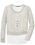 Amy Byer Big Girls' Sweater with Shirt Hem and Necklace