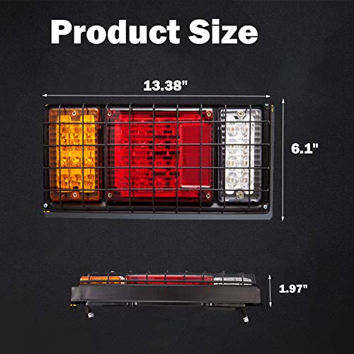 40 LED Trailer Lights Truck Tail Light Turn Signal Brake Lights with Iron Net Protection 12V Waterproof LED Tail Lights for Truck Boat Trailer UTV RV - Thumbnail 2