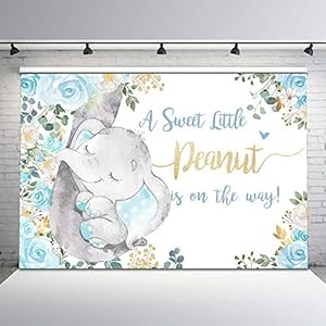 Avezano Boy Elephant Baby Shower Backdrop Blue Floral Rose Jungle Elephant Baby Shower Background 7x5ft Vinyl Blue and…